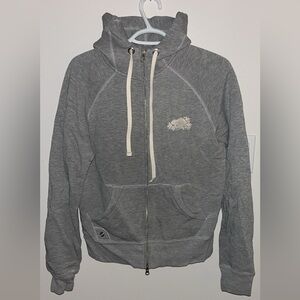 Roots light Gray Zip-Up Hoodie with Cream Label